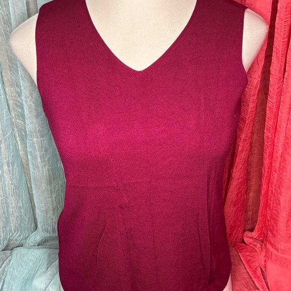 Chico's Deep Red Cardigan Sweater with layered tank under - Picture 2 of 4